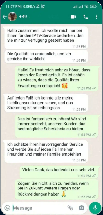 Bester IPTV Service Feedback — Begeisterter Kunde empfiehlt IPTV Deutschland weiter